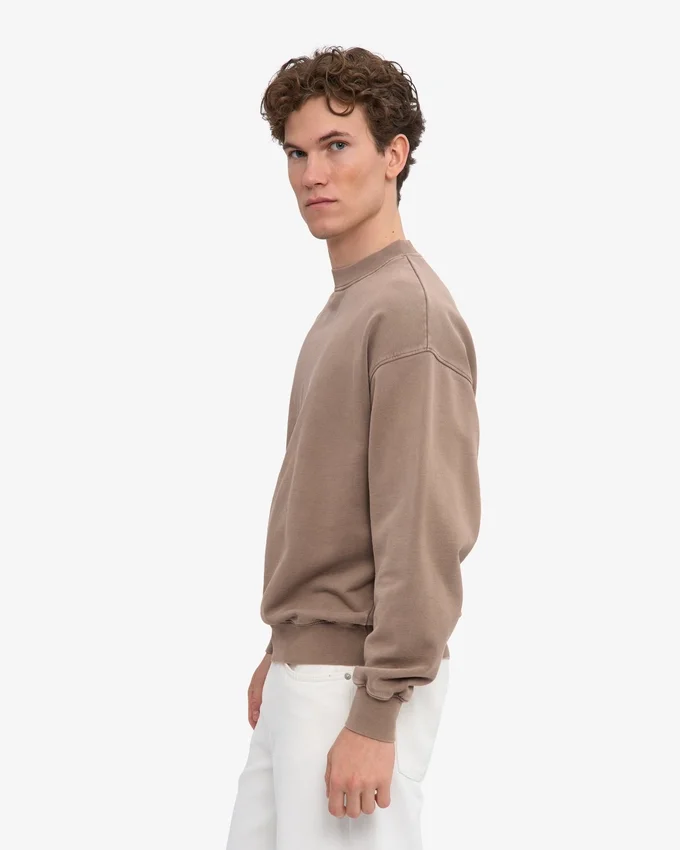 Bio-Oversize-Sweatshirt mit Rundhalsausschnitt – verblasstes Khaki
