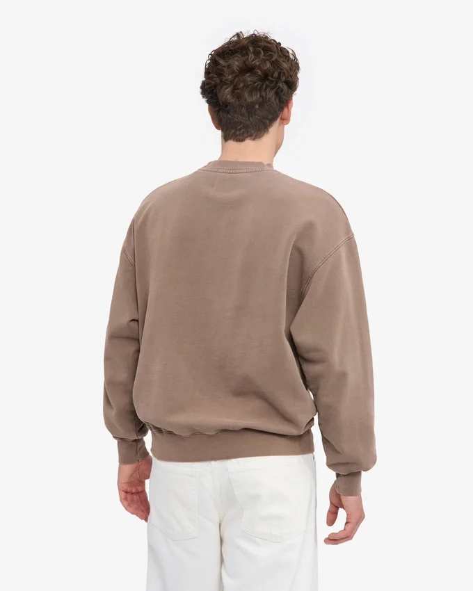 Bio-Oversize-Sweatshirt mit Rundhalsausschnitt – verblasstes Khaki