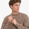 Bio-Oversize-Sweatshirt mit Rundhalsausschnitt – verblasstes Khaki