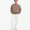 Bio-Oversize-Sweatshirt mit Rundhalsausschnitt – verblasstes Khaki