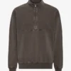 Bio-Pullover mit Troyer – Ausgewaschenes Schlammgrau