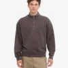 Bio-Pullover mit Troyer – Ausgewaschenes Schlammgrau