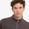 Bio-Pullover mit Troyer – Ausgewaschenes Schlammgrau