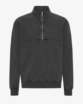 Bio-Pullover mit Troyer – Faded Black