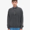 Bio-Pullover mit Troyer – Faded Black