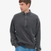 Bio-Pullover mit Troyer – Faded Black