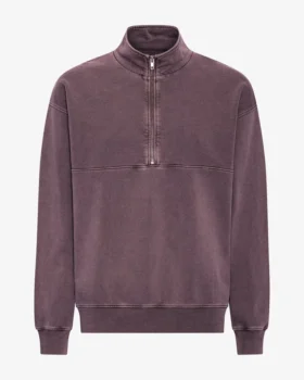Bio-Pullover mit Troyer – Faded Grape
