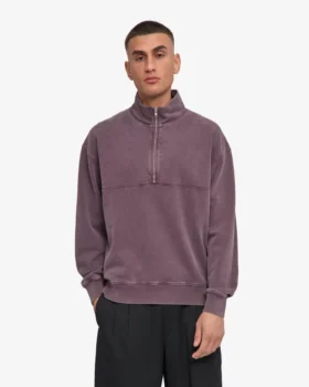 Bio-Pullover mit Troyer – Faded Grape