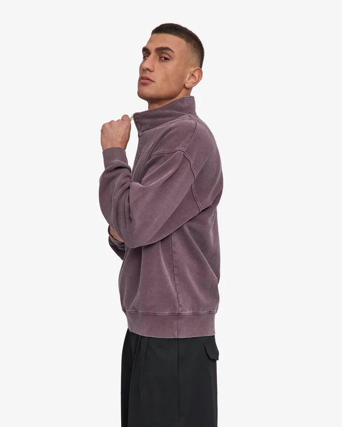 Bio-Pullover mit Troyer – Faded Grape