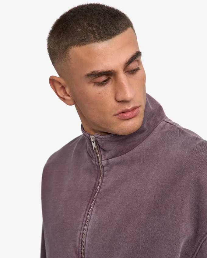 Bio-Pullover mit Troyer – Faded Grape