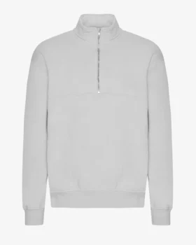 Bio-Pullover mit Troyer – Faded Grey