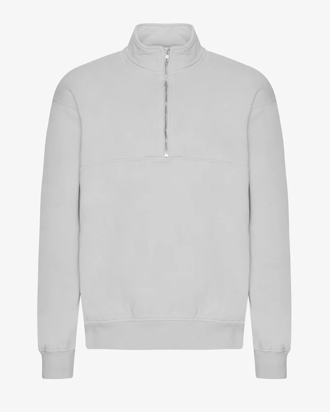 Bio-Pullover mit Troyer – Faded Grey