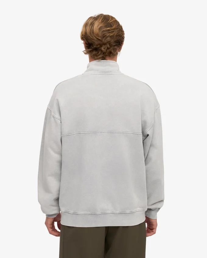 Bio-Pullover mit Troyer – Faded Grey