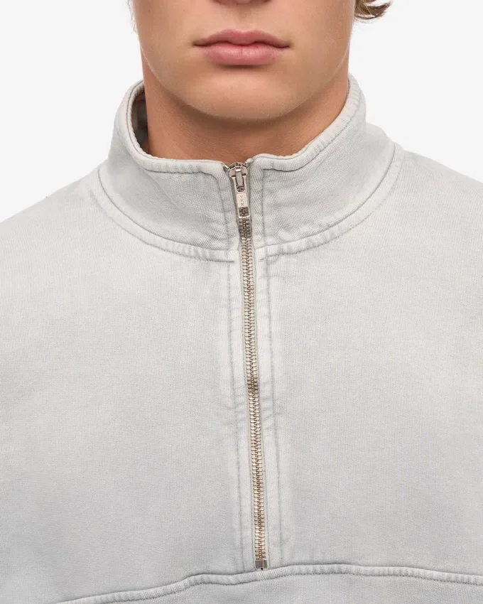 Bio-Pullover mit Troyer – Faded Grey