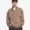 Bio-Pullover mit Troyer – Faded Khaki