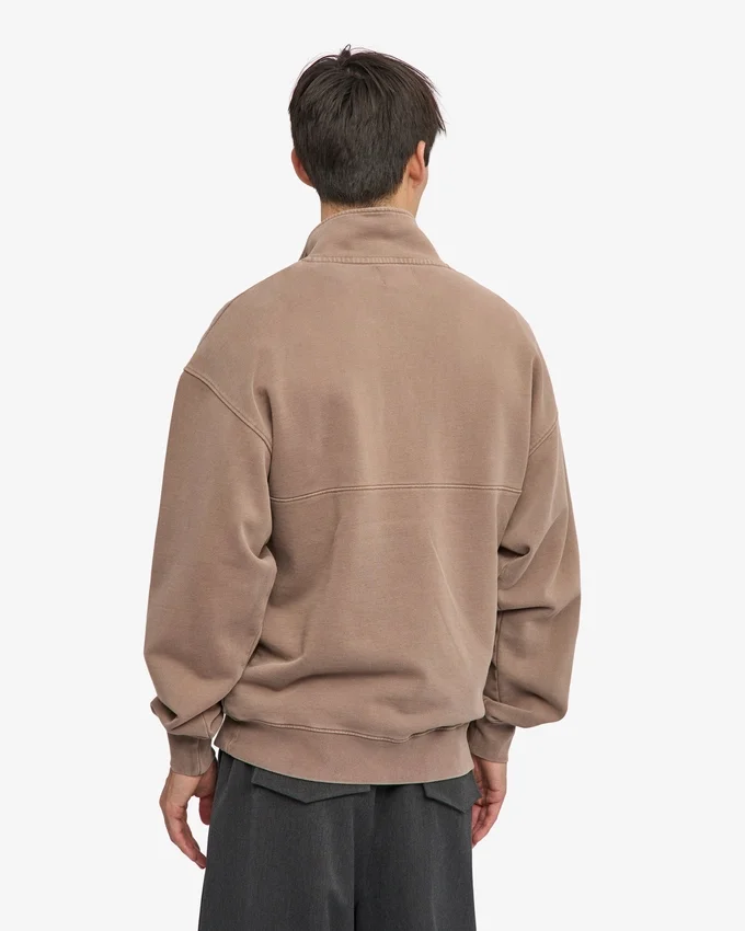 Bio-Pullover mit Troyer – Faded Khaki