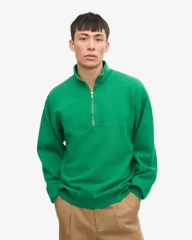 Bio-Pullover mit Troyer – Kellygrün