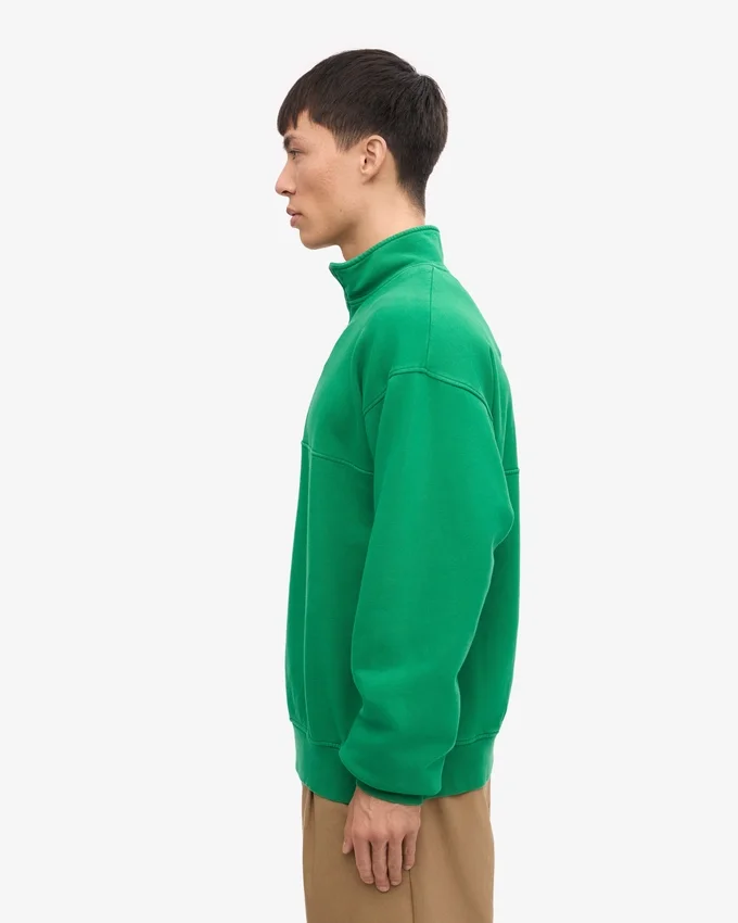 Bio-Pullover mit Troyer – Kellygrün