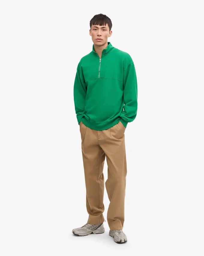 Bio-Pullover mit Troyer – Kellygrün
