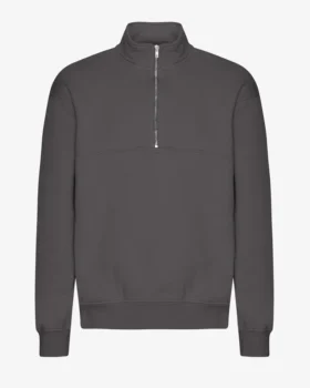 Bio-Pullover mit Troyer – Lavagrau