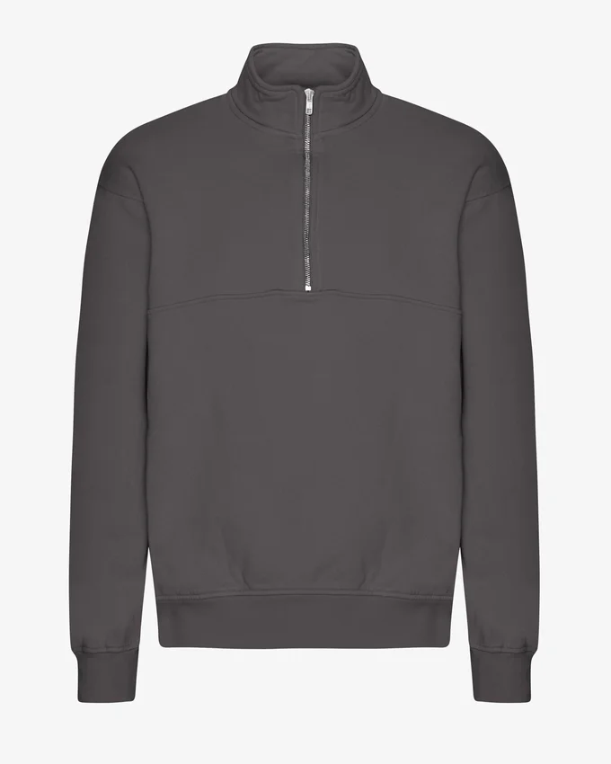 Bio-Pullover mit Troyer – Lavagrau
