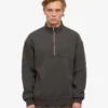 Bio-Pullover mit Troyer – Lavagrau