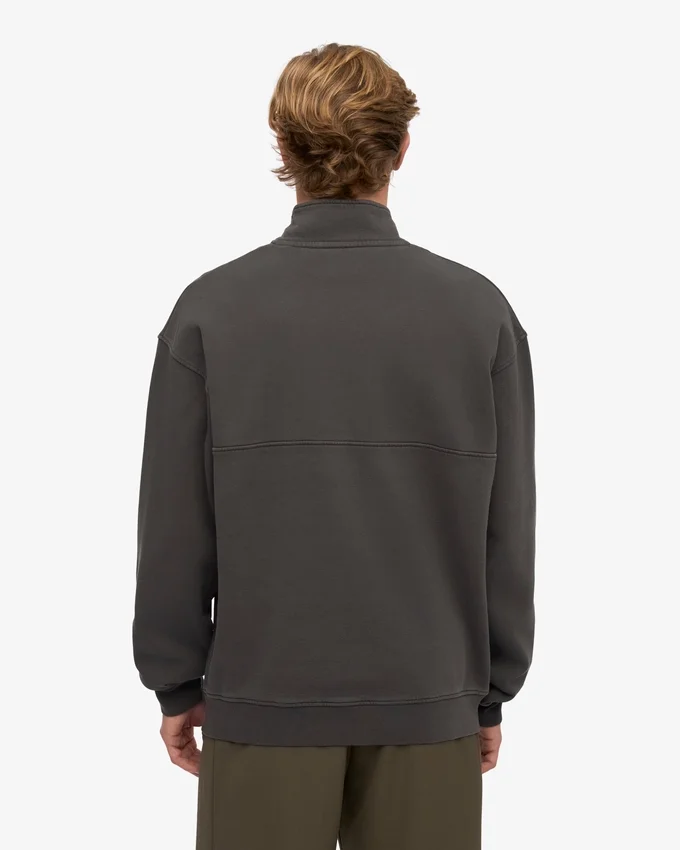 Bio-Pullover mit Troyer – Lavagrau