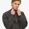 Bio-Pullover mit Troyer – Lavagrau