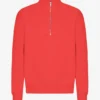 Bio-Pullover mit Troyer – Mandarinenrot