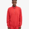 Bio-Pullover mit Troyer – Mandarinenrot