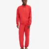 Bio-Pullover mit Troyer – Mandarinenrot
