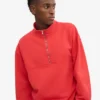 Bio-Pullover mit Troyer – Mandarinenrot