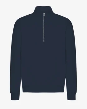 Bio-Pullover mit Troyer – Marineblau