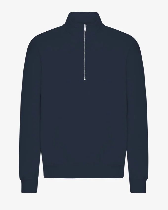Bio-Pullover mit Troyer – Marineblau