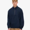 Bio-Pullover mit Troyer – Marineblau