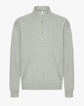 Bio-Pullover mit Troyer – Meliert-Grau