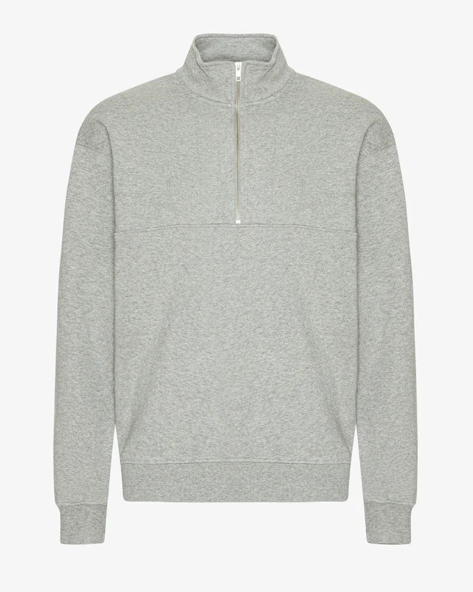 Bio-Pullover mit Troyer – Meliert-Grau