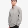 Bio-Pullover mit Troyer – Meliert-Grau