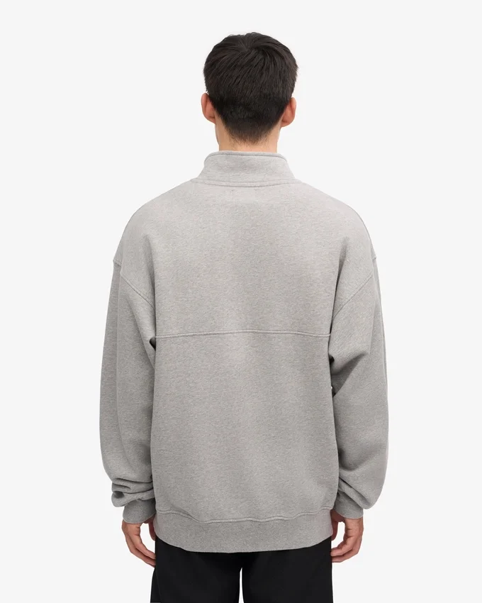 Bio-Pullover mit Troyer – Meliert-Grau