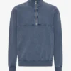 Bio-Pullover mit Troyer – Neptunblau
