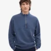 Bio-Pullover mit Troyer – Neptunblau