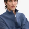 Bio-Pullover mit Troyer – Neptunblau