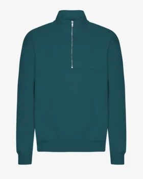 Bio-Pullover mit Troyer – Ozeangrün