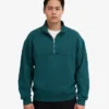 Bio-Pullover mit Troyer – Ozeangrün