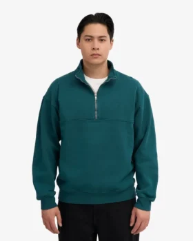 Bio-Pullover mit Troyer – Ozeangrün
