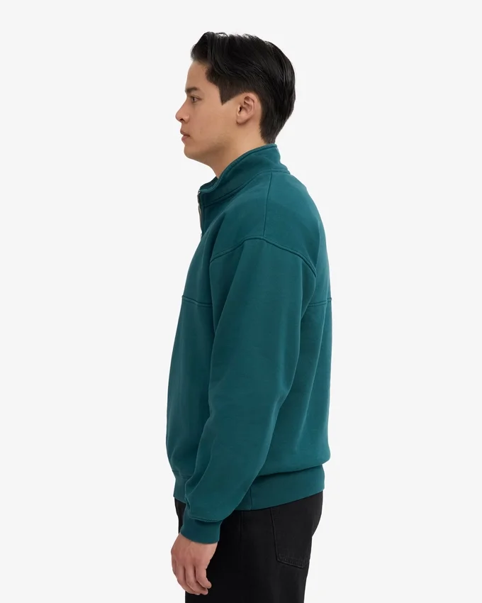 Bio-Pullover mit Troyer – Ozeangrün