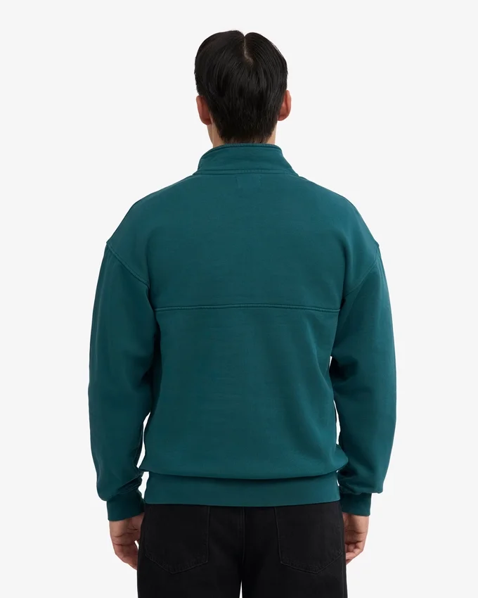 Bio-Pullover mit Troyer – Ozeangrün