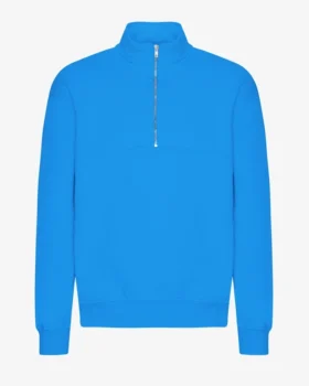 Bio-Pullover mit Troyer – Pazifikblau