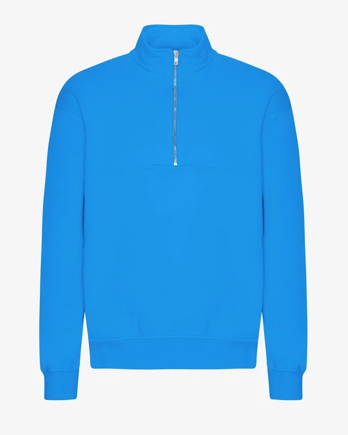 Bio-Pullover mit Troyer – Pazifikblau