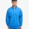 Bio-Pullover mit Troyer – Pazifikblau